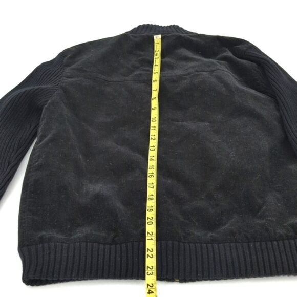 Lauren Ralph Lauren Black Corduroy Sweater Zip-Up Sweater Jacket Size Large - Picture 6 of 8